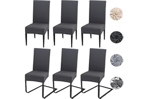 Meision Chair Covers, Set of 4 or 6 Stretch Chair Covers, Removable, Washable, Spandex Chair Cover, Stretch Universal Chair Cover for Hotel, Ceremony, Banquet, Restaurant, Home (Set of 6, Anthracite)