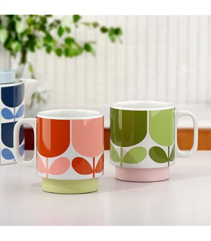 Orla Kiely Block Flower – Lattiera In Ceramica Colore Ocra, 350 Ml, Design A Fiori, Perfetta Per Il Tè