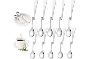 GHVACZS 10 sztuk łyżeczek do kawy ze stali nierdzewnej, ciężkie łyżki do miodu ze stali nierdzewnej z zagięciem, łyżki do dżemu do zawieszenia, spiralna łyżka do mieszania dżemów, łyżek do syropu, jogurtu,