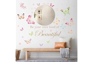 decalmile Butterfly Wall Decals Quotes Be Your Own Kind of Beautiful Inspirational Word Wall Stickers Girls Bedroom Living Room Office Wall Decor