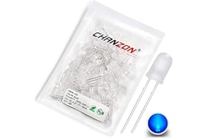 CHANZON 100pcs Bleu Diffusé LED Diode Lumières (lentille Givrée Ronde DC 3V 20mA) Ampoule Lampes Composants Électroniques Indicateur Diode