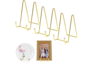 QWORK® Set di 3 Cavalletto Espositore Porta Piatti in Ferro, Oro, Altezza 11,5 cm - Supporto Elegante e Moderno per Piatti, Libri, Foto e Altro