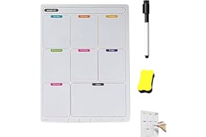 BABBBLISIO 3 PCS Magnetic Weekly Planner Dry Wipe Fridge Calendar Whiteboard for Organising Daily Tasks Weekly Planner whiteboard Magnetic Revolving Mobile Whiteboard Meal Planner Board Fridge Planner