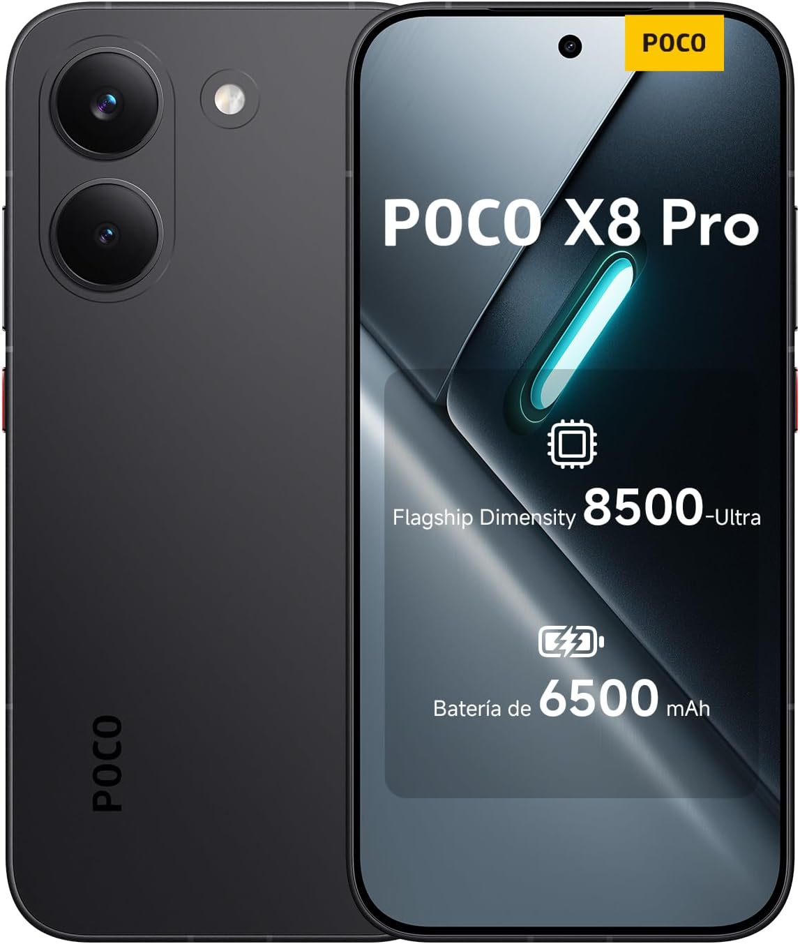 XIAOMI POCO X8 Pro - Smartphone de 12+512GB, Dimensity 8500-Ultra, batería de 6500 mAh, Sensor Sony IMX882 de 50MP con OIS, 1 año de garantía Extra, Cargador no Incluido, Negro (Versión ES)