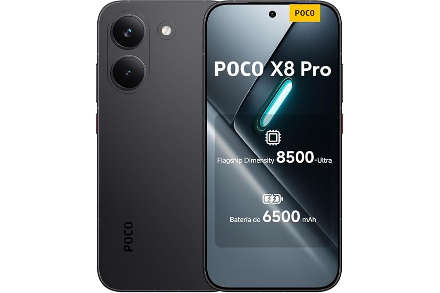 XIAOMI POCO X8 Pro Smartphone de 12+512GB Negro Batería de 6500mAh | Pantalla AMOLED de 6.83" 1.5K 120Hz, Dimensity 8500-Ultr