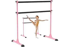 Dolibest Barre de Ballet Autoportante Rose, Barres de Danse 10 Réglables en Hauteur avec Caoutchouc Antidérapants Enfant/Adulte l'entraînement à la Barre à Domicile