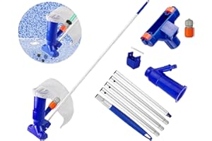 BSEICAL Limpiafondos Piscina Hidraulico, Aspiradora Piscina Pequeña, Kit Limpieza Piscina Desmontable, Limpiador Piscina Fondo Y Paredes Manual, Aspirador Agua Piscina Estanques para Jardin (Azul)