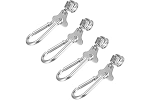 M METERXITY 4-Pack Flag Pole Rings 0.2-0.5 Inches, Adjustable Flag Pole Clips W Flagpole Clamp to Hold Flag, Stainless Steel Flagpole Clips Grommet Rings for Garden/Boat/Vehicle/Yacht