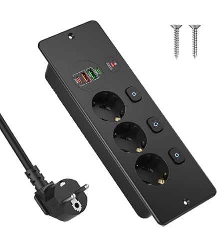 Inbouwstopcontact met 4 USB, 2-voudig tafelstopcontact met schakelaar, stekkerdoos met 2 m veerdraadkabel, intrekbaar stopcontact met 2 USB A 2 USB C(PD 20 W), stopcontact voor keukentafelblad, wit Inbouwstopcontact met 4 USB, 2-voudig tafelstopcontact met schakelaar, stekkerdoos met 2 m veerdraadkabel, intrekbaar stopcontact met 2 USB A 2 USB C(PD 20 W), stopcontact voor keukentafelblad, wit