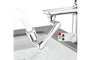 FACHMACH Prolunga Rubinetto, Aeratore per Rubinetto 1080 Gradi con 2 Modalità Acqua Ottone Aeratore Rubinetto Lavandino per Filettati M20/M22/M24 (Argento)