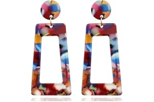 Wendalern Resin Round Dangle Earrings Acrylic Geometry Circle Drop Earrings Vintage Disc Statement Earrings Multicolor Round Circle Stud Earrings Jewelry for Women Girls