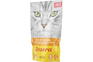 JOSERA Pâtée dinde & courgettes (16 x 85 g) | Sachets fraicheur pour chat avec de l'huile de saumon | Sans céréales | Nourriture humide Super Premium pour chat adulte | Lot de 16