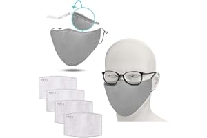 FLOWZOOM® Antivaho gafas mascarilla con filtro - 2 pack mascarillas reutilizables | Mascarillas cara | Mascarillas de color | Mascarilla con filtro adjustable | Mascarillas adulto | Gris, talla L