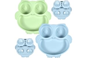 Funmo Talerze dla niemowląt, 2 szt. silikonowych talerzy dla dzieci, przenośne, antypoślizgowe, dla dzieci, do samodzielnego karmienia, zmywarki i kuchenki mikrofalowej