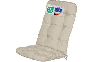‎BEAUTISSU Beautissu Set of 2 High-Backed Chair Cushions, Flair, 120 x 50 x 8 cm, Seat Cushion, High-Backed Garden Chair Cushion, Very Comfortable, Various Colours, natural, 120 x 50 cm