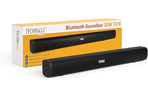 Technaxx Bluetooth 2.0 Soundbar 30W för TV TX-311 med HDMI-ARC, optiska & AUX-ingångar, dubbla 15W högtalare, Bluetooth 5.0