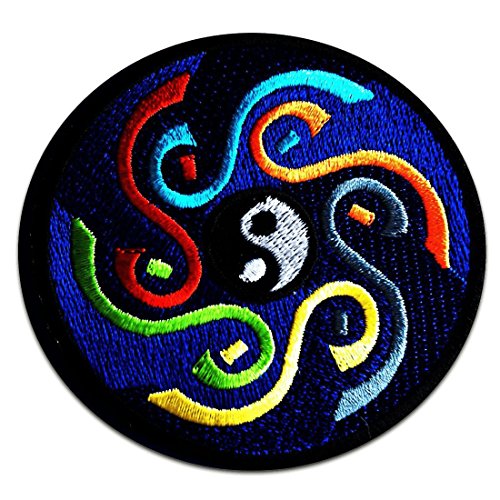 Aufnäher / Bügelbild - Yin Yang spirituell - blau - Ø8 cm - Patch Aufbügler Applikationen zum aufbügeln Applikation Patches Flicken