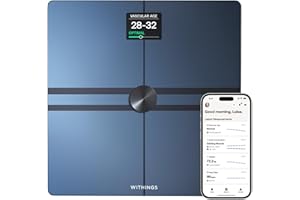 Withings Body Comp - Bilancia pesapersone digitale WiFi con analisi completa: peso, grasso corporeo e muscolare, acqua e tracciamento cardiovascolare, impedenziometrica, nero