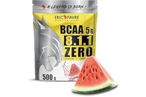 BCAA POUDRE 8.1.1 Zero - Acides Aminés Musculation Vegan - Votre Allié Pour Des Entraînements Efficaces - Performance Accentuée - 500g - Saveur Pastèque - Eric Favre