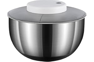 YSISLYBIN Centrifuga per Insalata, Centrifuga per Lattuga Automatica da 4,8 Litri, Asciuga Insalata Centrifuga di Grande Capacità in Acciaio Inossidabile, Elettrico USB Drenare Rapidamente Lava Insalata per Fru