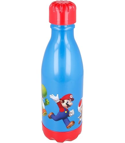Botella Agua Deportiva Super Mario - 400 Ml - Plástico Libre BPA - Ideal Niños Y Deporte
