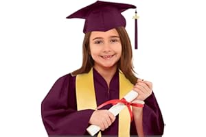 GENERIC Graduation Cap and Gown Set for Kids, 2025 Unisex Boys Girls Preschool Kindergarten Matching Hat, Tassel, Graduation Sash Primary School Dress Up Props 4 Piece Set