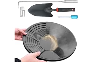 Wuvfojca 5 Pieces Gold Panning Kit Gold Sieve Pan Metal Panning Accessories With Basin Shovel Hook Dropper Shovel Bottle For Sand Mining Tub Manual Washing System, Digs Adults Beginners