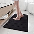 Buganda Memory Foam Bath Mat, 35.4" x 24", Ultra Soft Non-Slip Bathroom Rug, Water Absorbent Machine Washable Runner for Bathroom, Shower, and Tub, Black