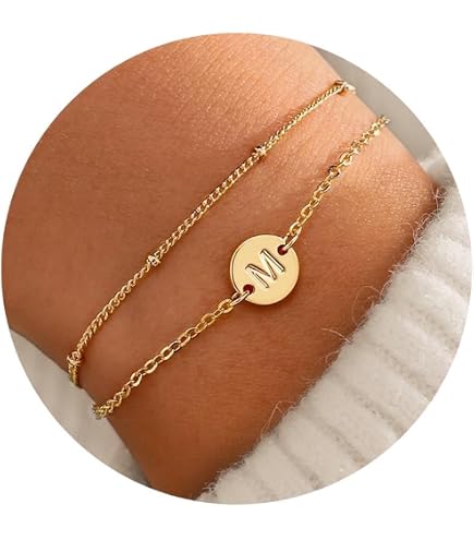 Bracelets Perles Superposés Tasiso - Plaqué Or 14K, Minimaliste, Ajustable 17+5 Cm