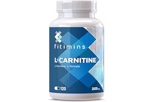 L Carnitine Capsules, 2000mg, L-Carnitine Tartrate Powder, Supplement for Men and Women, Increase Energy, Supports Metabolism & Weight Management, 120 x 500mg Vegan Capsules, 1 Month Supply (Fitimins)