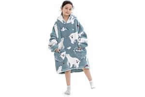Lenugeo Blanket Hoodie Decken Oversize, Erwachsenen/Kinder Übergroße Tragbare Kuschelpullover, Zum Anziehen Wärme Kuscheliger Pullover