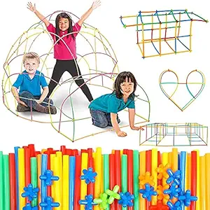 mke Colorful Pipe Straw Stick Building Block Educational Assembly Toy for Kids (100 Pieces)