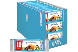 LULU Miniroulé au Chocolat - Génoise Tendre et Moelleuse - Idéal pour le Goûter - Pack de 180 Sachets (25 g)