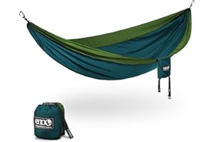 ENO SingleNest Hammock - Lightweight, 1 Person Portable Hammock - for Camping, Hiking, Backpacking, Travel, a Festival, or The Beach - Marine/Cedar