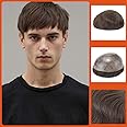 Zakya Hair System for Men Thin Skin Men's Toupee 100% Human Hair Men's Hairpieces 8x10 Inches Base Size Hair Replacement System for Men (Medium Brown 5#)