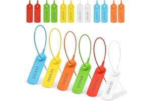 ‎FLINTRONIC Flintronic 60 x Seals, Plastic Safety Seals, Plastic Cable Ties Tags with Numbered Cable Ties Tags, Colourful, Logistics Transport Tag for Suitcases, Travel Luggage, Clothing, Shoes (Circle Type)