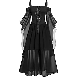 Robe Halloween Femme Longue épaules Dénudées - Noir, Polyester/coton, Tailles S à 2XL
