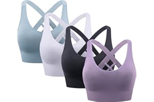 Heersan Damen Sport BH Yoga Bra mit Gepolstert Bustier Damen Tank Top BH Ohne Bügel für Sportarten mit Mittlerer Belastbarkeit Rücken Verkreuzt Sport-BHS Top für Fitness Lauf Joggen Yoga