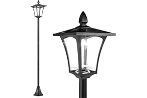 Outsunny Outdoor Garden Solar Post Lamp Sensor Dimmable LED Lantern Bollard Pathway 1.6M Tall – Black