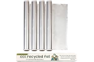 ECOGREENLIVING Eco Green Living Aluminium Tin Foil 10m x 30cm, Extra Thick, Strong Kitchen Foil Roll for Cooking, Grilling and Food Wrapping, Non Stick Foil with Cutting Edge, 4 Rolls