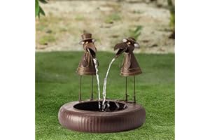 Kikioo Resin Toucan Outdoor Fountain, Solar Powered, Beige, Courtyard Art Decor, Funny Crow Statue, Garden, Patio, Deck, Porch