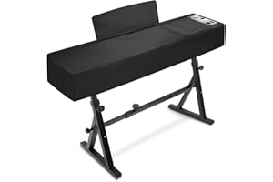 Explore Land 88 Keys Digital Piano Dust Cover with Music Stand Opening and Pockets - Waterproof Leatherette Electronic Keyboard Cover Fits for Most Piano