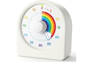 LIORQUE Minuteur Visuel Enfant Rechargeable avec Fonction Pause, Support Sonore et Muet, Timer Enfant avec Boîtier en Silicone, Convient aux Cuisine, Salle de Classe, Réunions - Blanc