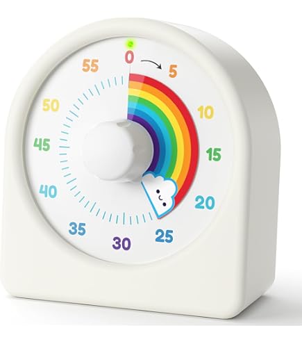 Visuele timer, 60 minuten, voor kinderen, aftellen regenboogpatroon