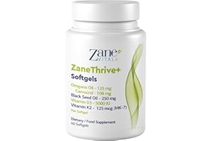 ZANE VITALE ZaneThrive + Vitamin D3 & K2, Black Seed Oil, Oregano Oil, Supplement - High Potency - Immune & Bone Wellness - with Carvacrol & Thymoquinone - Non-GMO, Gluten-Free - 60 Capsules by Zane Hellas.