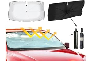 CHENIVESSS Pare-Soleil, Pliable Parapluie Pare-Soleil de Pare-Brise Auto Anti-UV, Bloque 99,9% des Rayons UV pour Voiture, SUV, Camion, Poids Lourd(143 x 78 cm)
