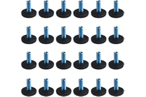 TOVOT M8 24 Pièces Pied de Meuble Reglable Pieds de Nivellement pour Chaise de Table Pieds de Meubles à Visser avec des Noix (2.7×2.8cm)