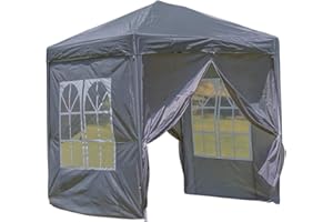 CLIPOP 4 Replacement Side Panels for Gazebo, Waterproof Sunshade 210D Oxford Cloth Replacement Marquee Wall Panels with 2 Window, Exchangeable Side Panel for 3 x 3M Gazebos (3 × 2 m, Grey)