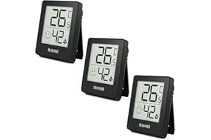 MAVORI® 3 Pcs Thermomètres Et Instruments Météorologiques Intérieur | Thermomètre Numérique De Précision | Outil De Mesure Pour La Maison | Hygrometer Thermometre Interieur Design (Noir)