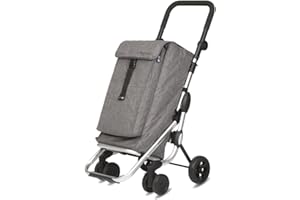 Playmarket Go Up Carro de la Compra Plegable con Bolsa Exterior Desmontable y Bolsillo Lateral de Rejilla, Color Gris